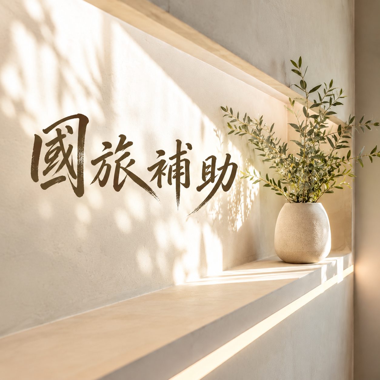 覓謐恆春包棟民宿 2026 國旅補助，米白牆面上的書法字與窗光植栽